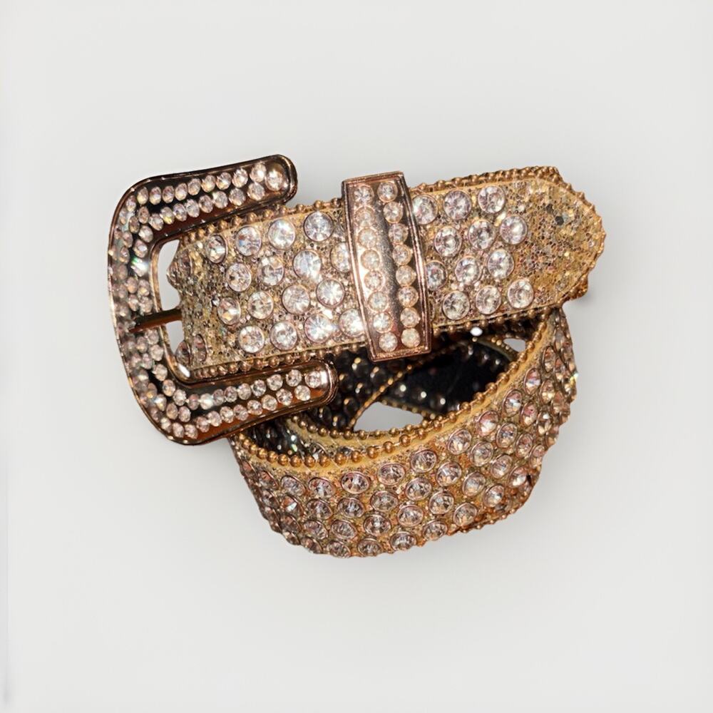 Women Men Rhinestone Belt Western Cowgirl Cowboy Bling Studded Leather Belt 32